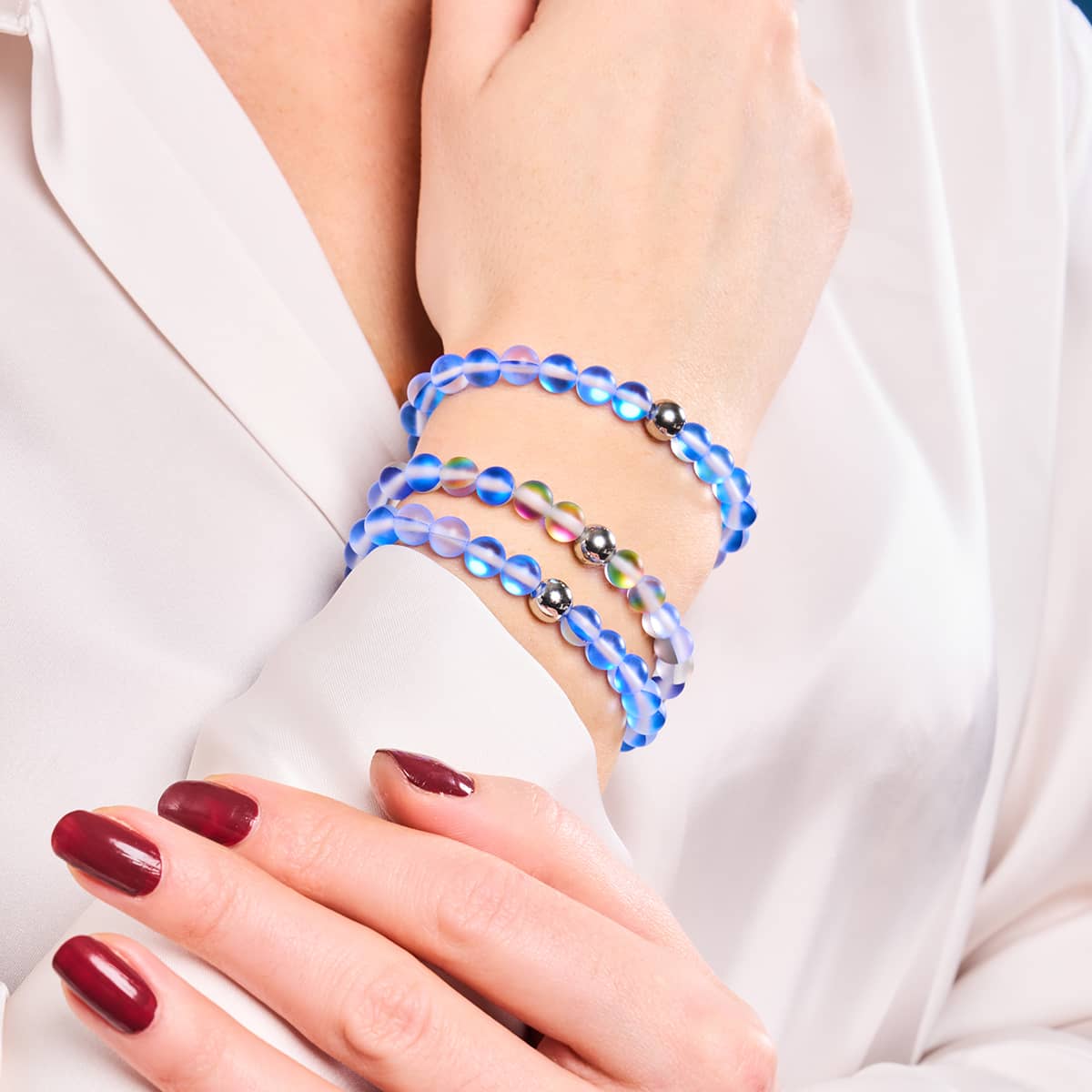Saphir | Silber | Meerjungfrau Glasperlenarmband